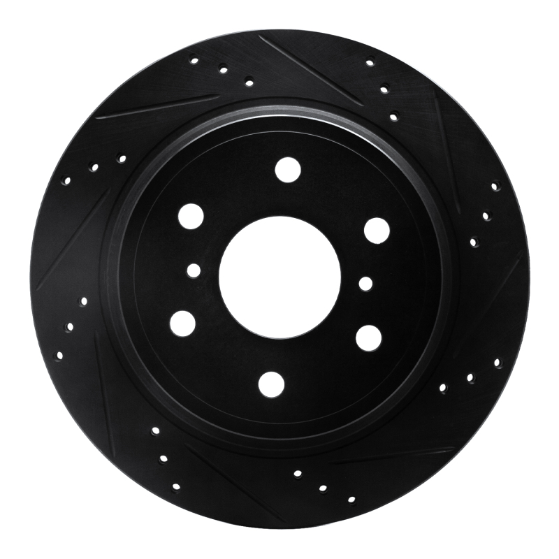 Picture of R1 97-02 Ford F-250 2WD (Excl Super Duty) Front Right Drilled & Slotted Black Brake Rotor
