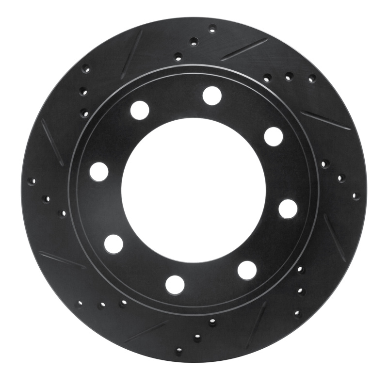 Picture of R1 99-05 Ford F-250 2WD (Super Duty) Rear Left Drilled & Slotted Black Brake Rotor