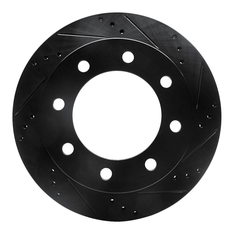 Picture of R1 99-05 Ford F-350 Super Duty 2WD Rear Right Drilled & Slotted Black Brake Rotor