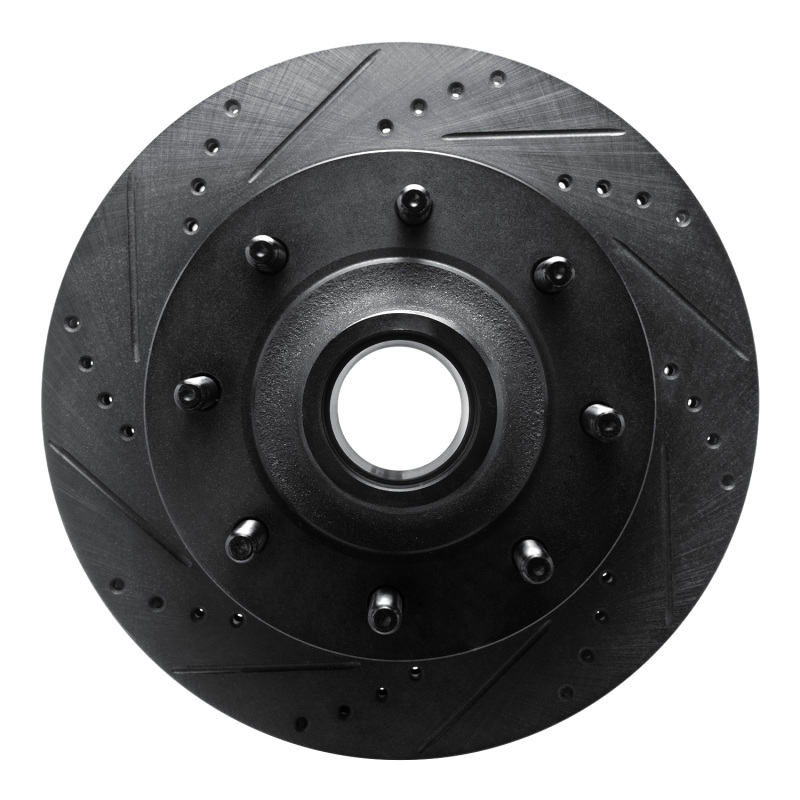 Picture of R1 99-02 Ford F-350 Super Duty 2WD Front Left Drilled & Slotted Black Brake Rotor
