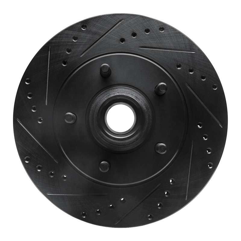 Picture of R1 00-04 Ford F-150 RWD Front Left Drilled & Slotted Black Brake Rotor