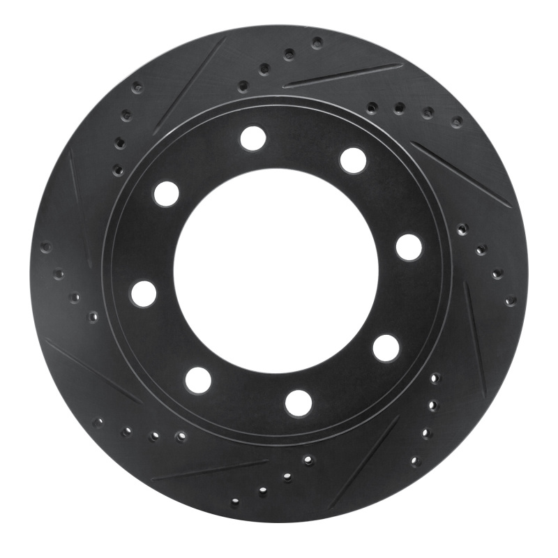 Picture of R1 99-05 Ford F-250 4WD (Super Duty) Front Left Drilled & Slotted Black Brake Rotor