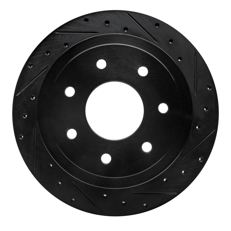 Picture of R1 04-11 Ford F-150 4WD Rear Right Drilled & Slotted Black Brake Rotor