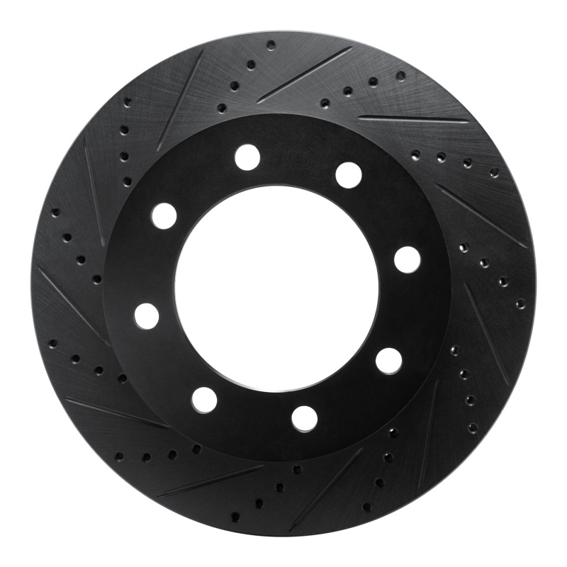 Picture of R1 05-12 Ford F-350 Super Duty 4WD Front Left Drilled & Slotted Black Brake Rotor