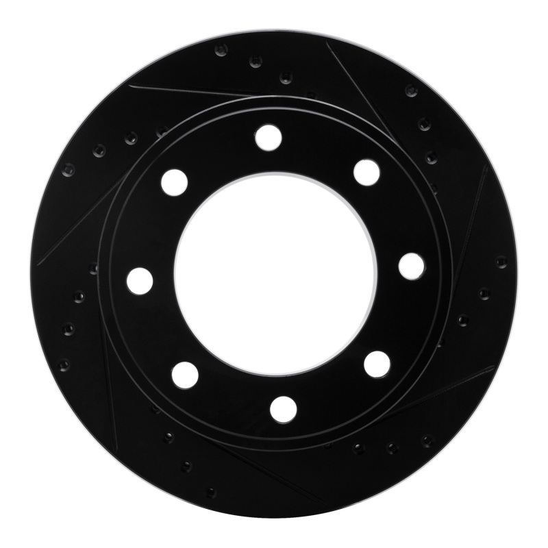 Picture of R1 05-12 Ford F-350 Super Duty 4WD Rear Right Drilled & Slotted Black Brake Rotor