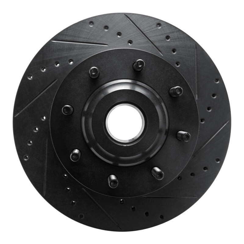 Picture of R1 05-07 Ford F-350 Super Duty 2WD Front Right Drilled & Slotted Black Brake Rotor