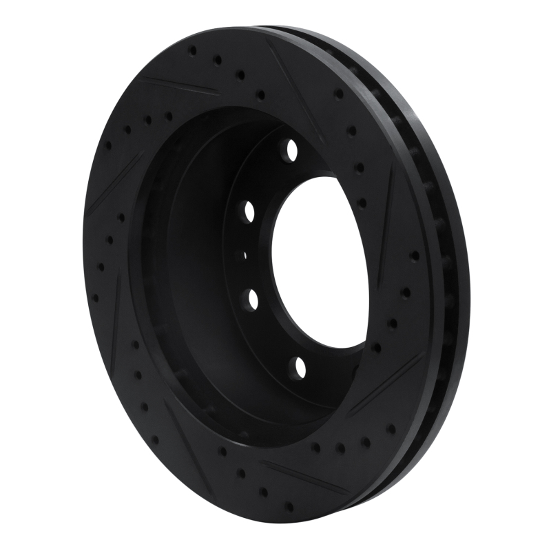 Picture of R1 08-20 Ford E-450 Super Duty Rear Left Drilled & Slotted Black Brake Rotor