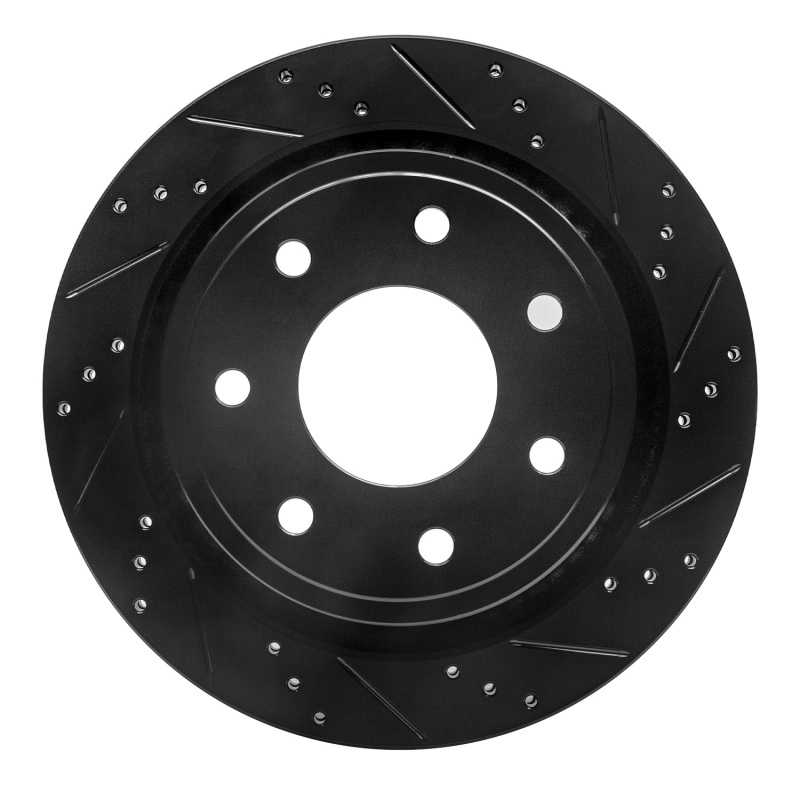 Picture of R1 12-14 Ford F-150 RWD Rear Right Drilled & Slotted Black Brake Rotor