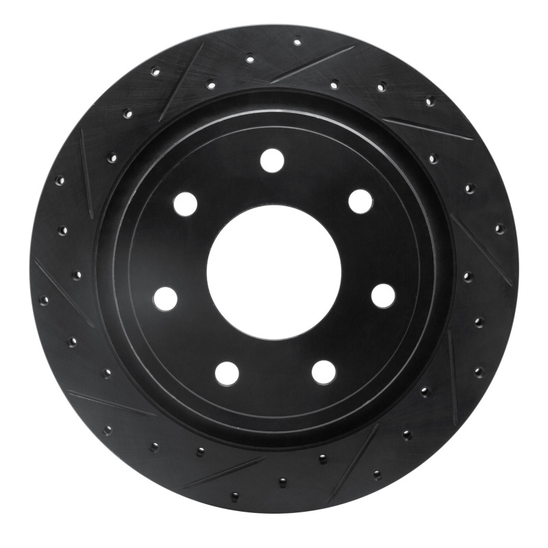 Picture of R1 12-14 Ford F-150 4WD Rear Left Drilled & Slotted Black Brake Rotor