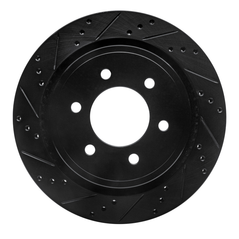 Picture of R1 12-20 Ford F-150 4WD Rear Left Drilled & Slotted Black Brake Rotor