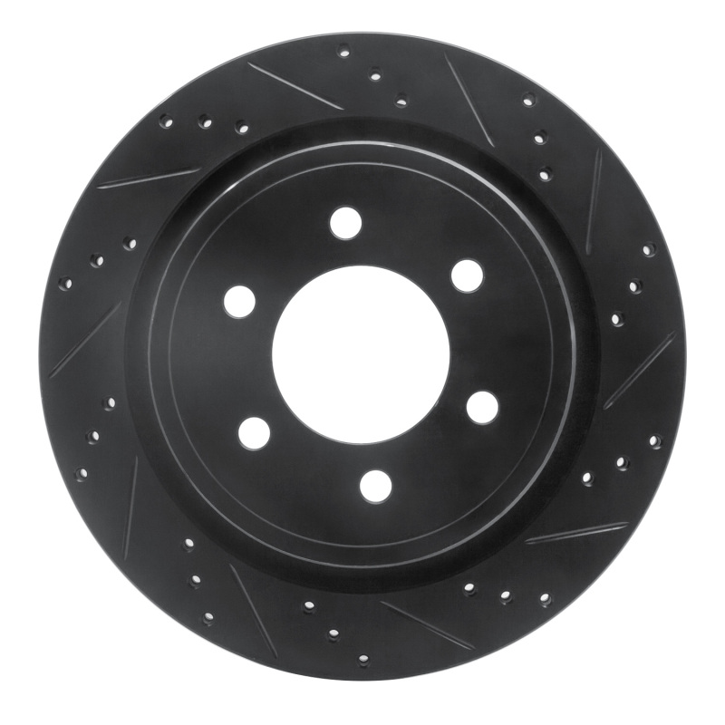 Picture of R1 12-20 Ford F-150 4WD Rear Right Drilled & Slotted Black Brake Rotor