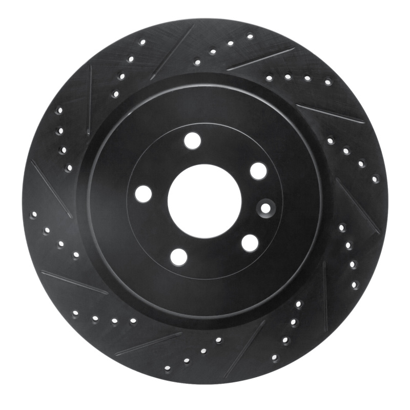 Picture of R1 13-19 Ford Police Interceptor Sedan Rear Left Drilled & Slotted Black Brake Rotor
