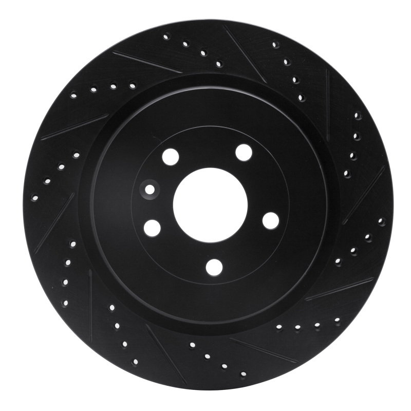 Picture of R1 13-19 Ford Flex Rear Right Drilled & Slotted Black Brake Rotor