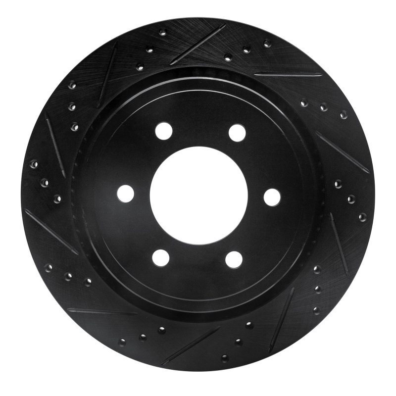 Picture of R1 15-17 Ford F-150 4WD Rear Left Drilled & Slotted Black Brake Rotor