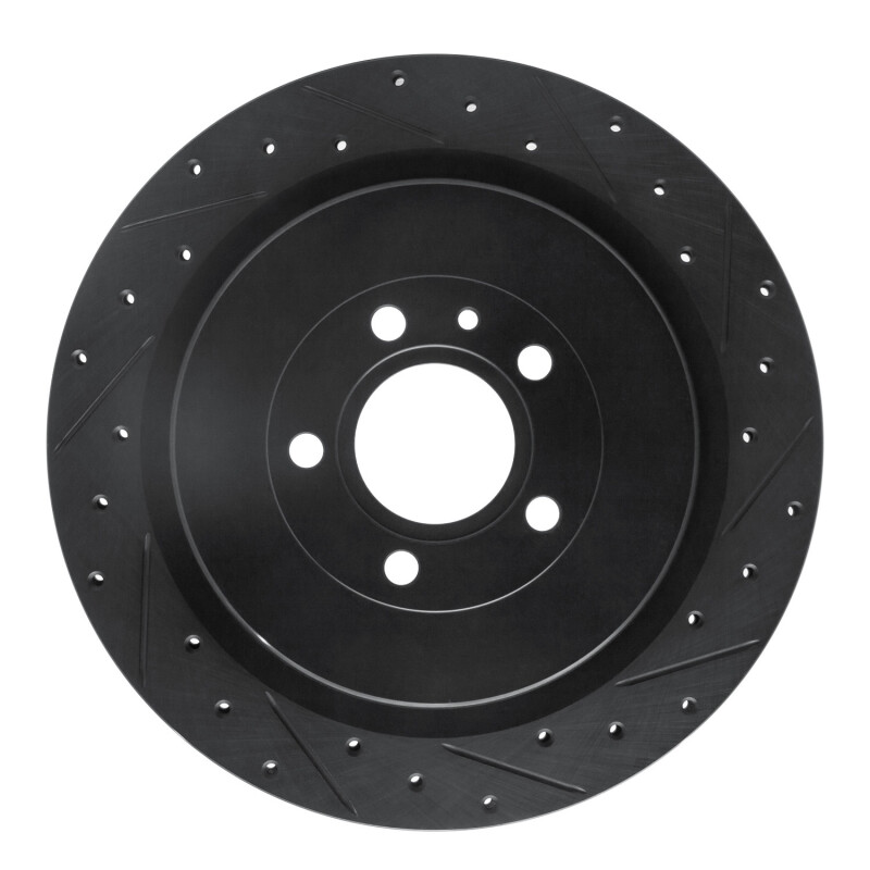 Picture of R1 13-14 Ford Mustang Rear Right Drilled & Slotted Black Brake Rotor