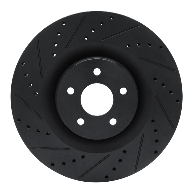 Picture of R1 16-18 Ford Focus Front Left Drilled & Slotted Black Brake Rotor