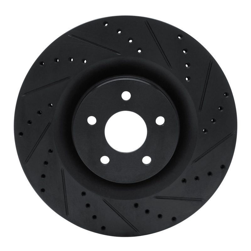 Picture of R1 16-18 Ford Focus Front Right Drilled & Slotted Black Brake Rotor