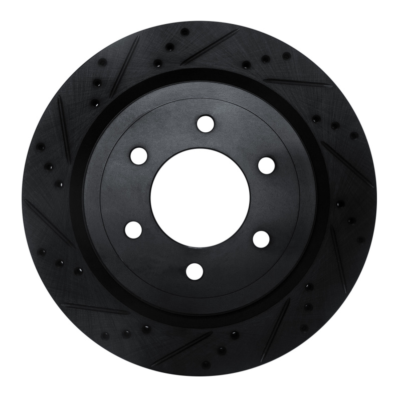 Picture of R1 18-21 Ford F-150 4WD Rear Left Drilled & Slotted Black Brake Rotor