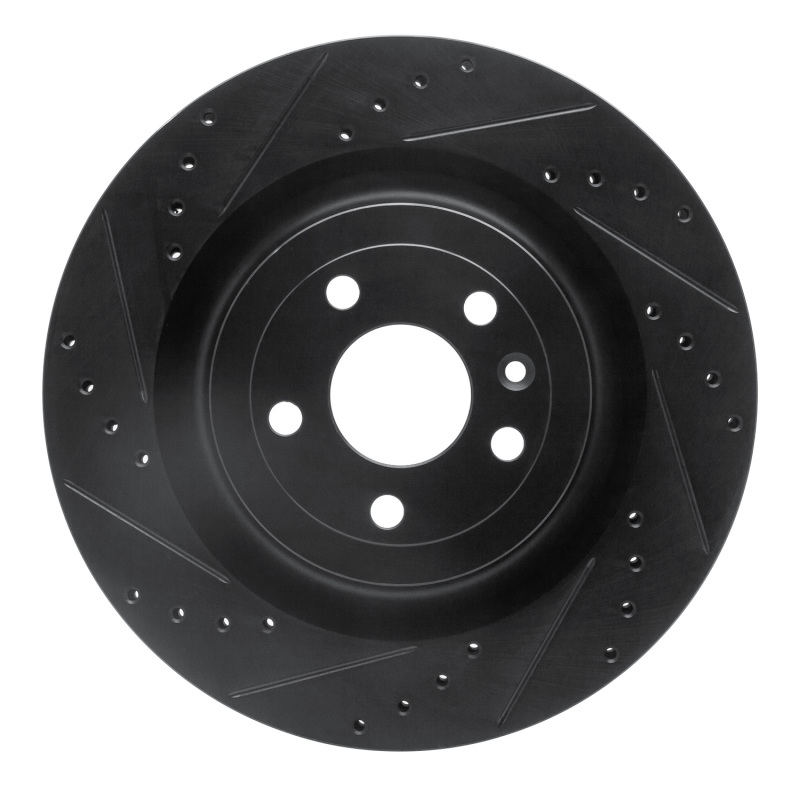 Picture of R1 13-19 Ford Police Interceptor Sedan Front Left Drilled & Slotted Black Brake Rotor