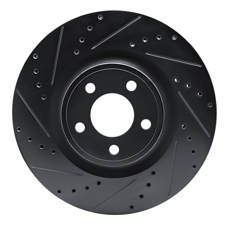 Picture of R1 15-25 Ford Mustang Front Left Drilled & Slotted Black Brake Rotor