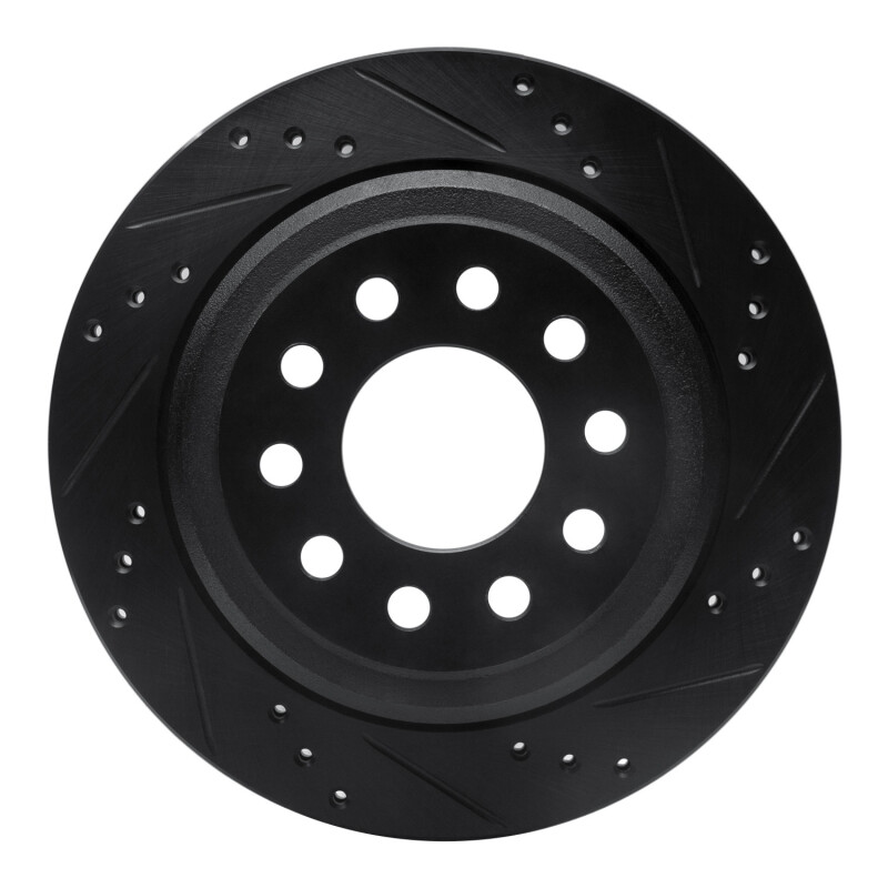 Picture of R1 03-11 Lincoln Town Car Rear Right Drilled & Slotted Black Brake Rotor