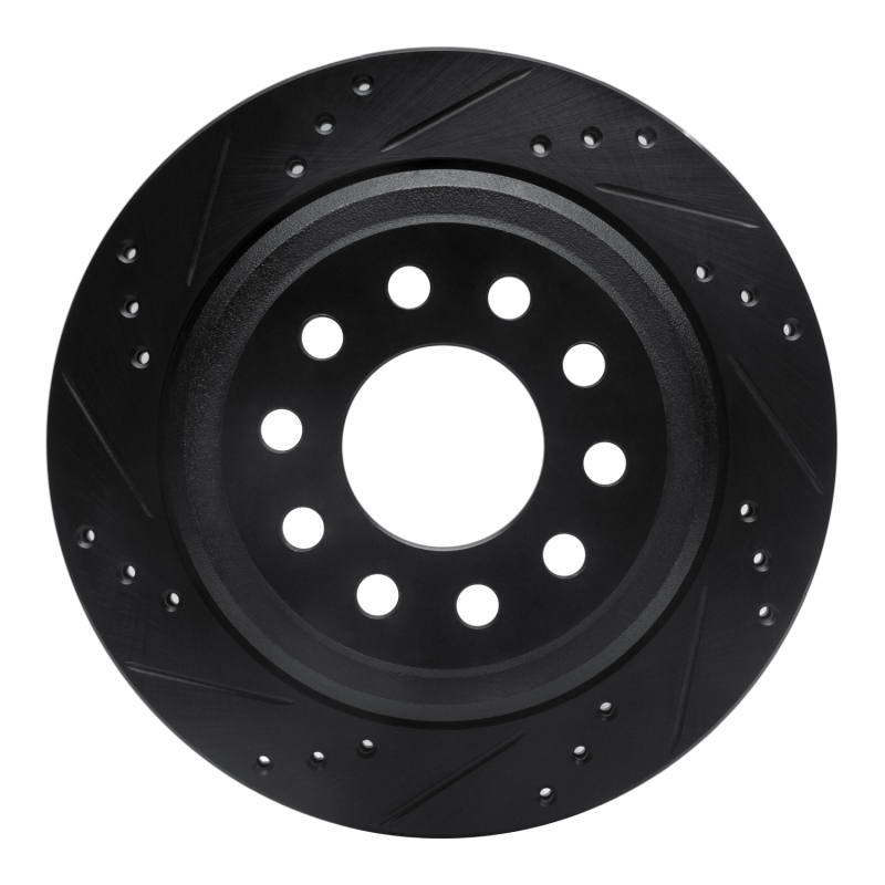 Picture of R1 03-11 Lincoln Town Car Rear Left Drilled & Slotted Black Brake Rotor