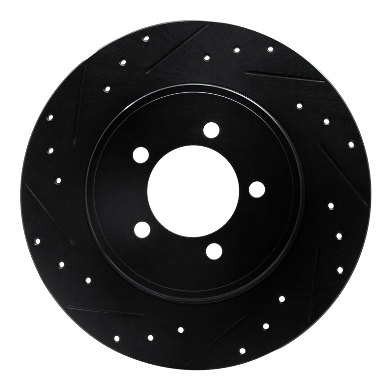 Picture of R1 03-05 Lincoln AVIATOR Rear Left Drilled & Slotted Black Brake Rotor