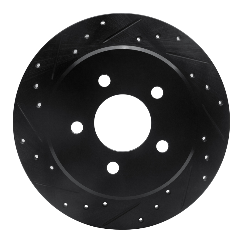 Picture of R1 91-95 Ford Crown Victoria Rear Left Drilled & Slotted Black Brake Rotor