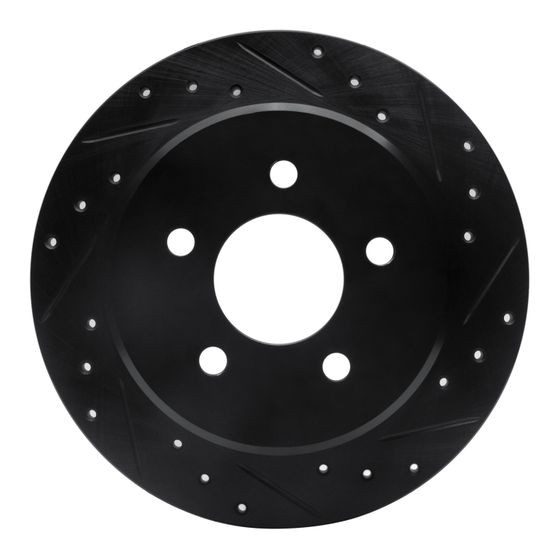 Picture of R1 91-95 Ford Crown Victoria Rear Right Drilled & Slotted Black Brake Rotor