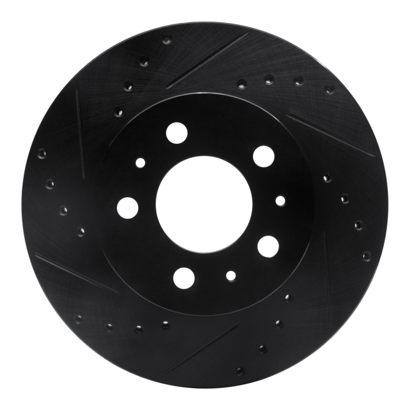 Picture of R1 95-97 Ford Crown Victoria Front Left Drilled & Slotted Black Brake Rotor