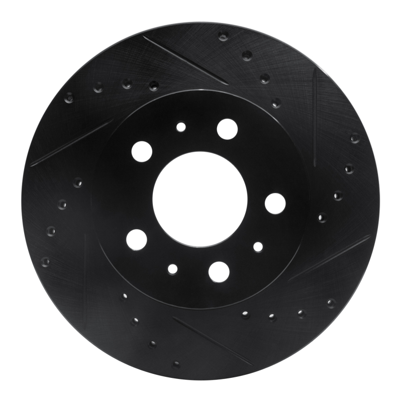 Picture of R1 95-97 Ford Crown Victoria Front Right Drilled & Slotted Black Brake Rotor