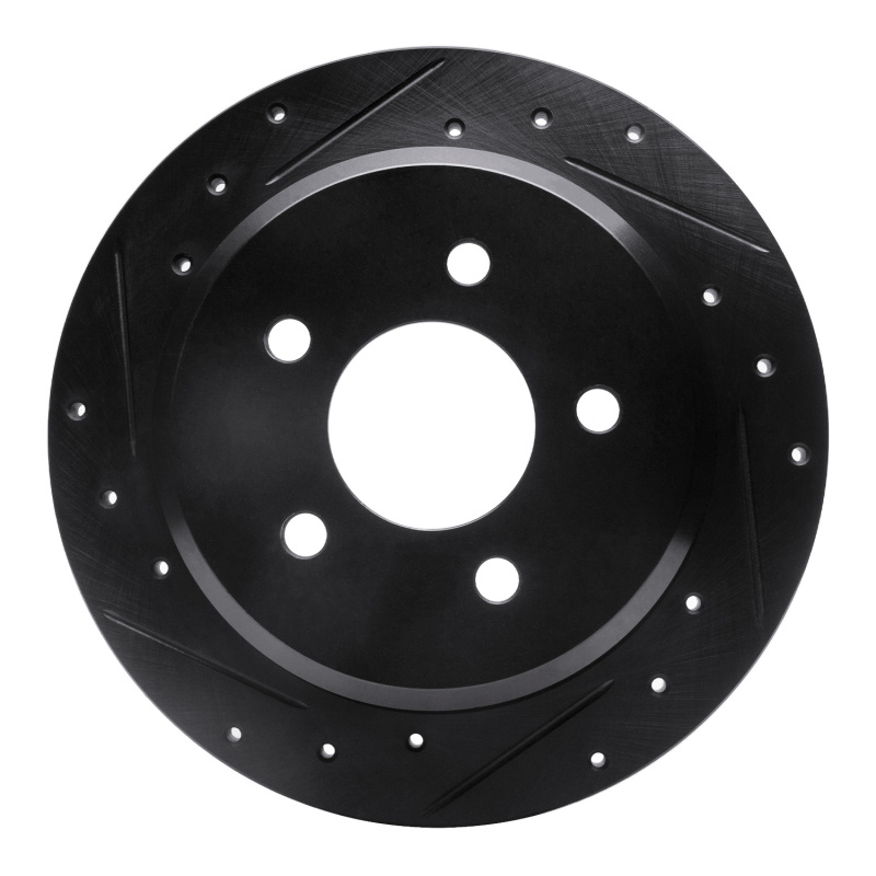 Picture of R1 96-02 Ford Crown Victoria Rear Left Drilled & Slotted Black Brake Rotor