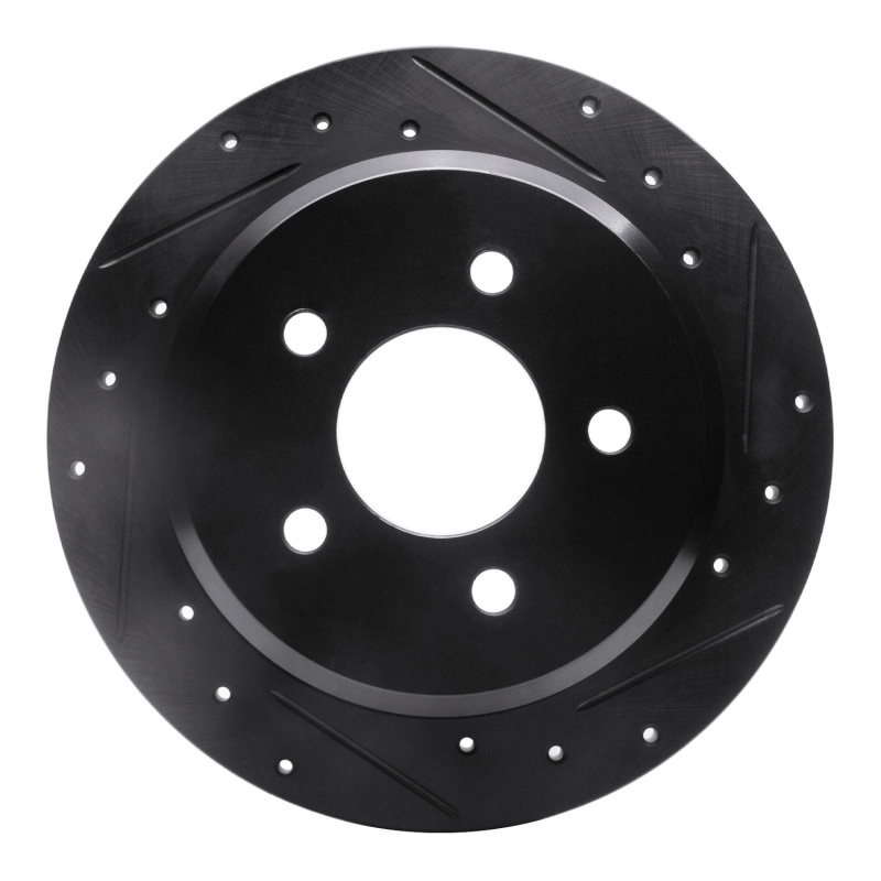 Picture of R1 96-02 Ford Crown Victoria Rear Right Drilled & Slotted Black Brake Rotor