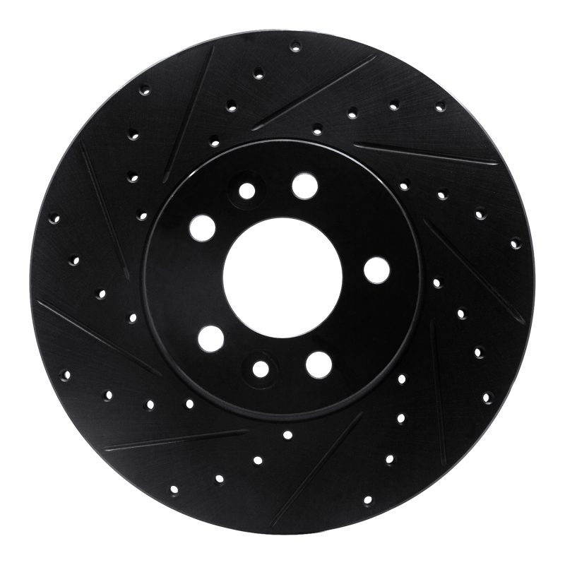 Picture of R1 98-02 Ford Crown Victoria Front Left Drilled & Slotted Black Brake Rotor