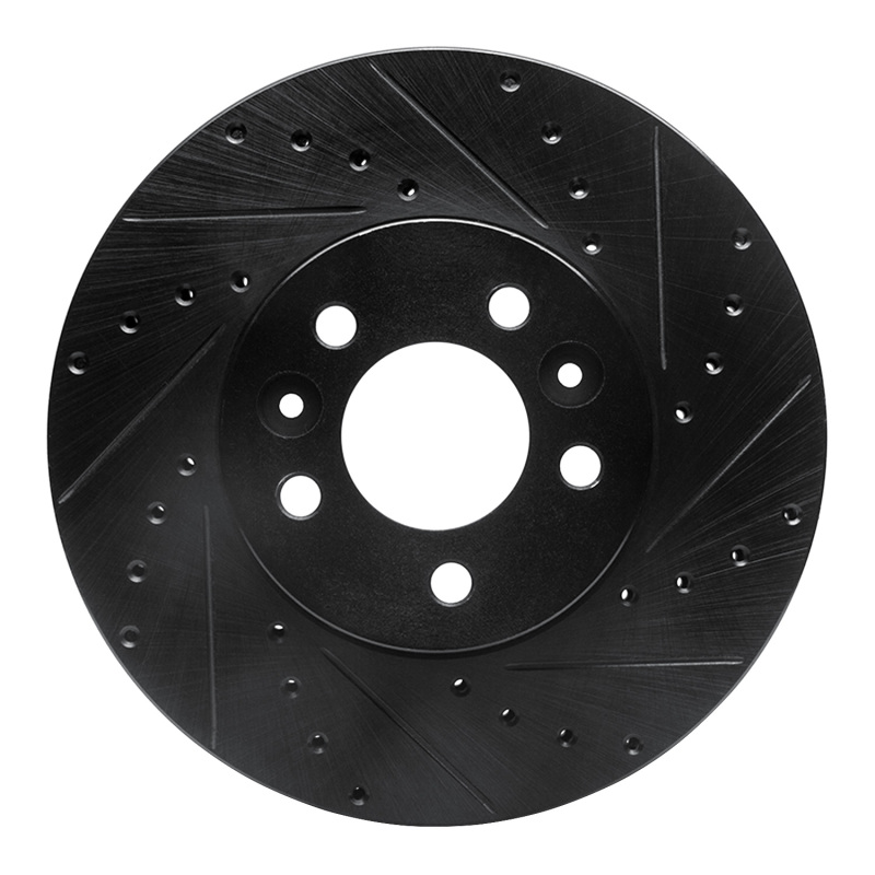 Picture of R1 98-02 Ford Crown Victoria Front Right Drilled & Slotted Black Brake Rotor