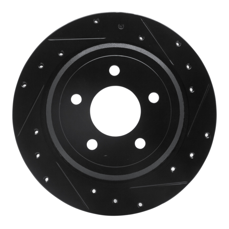 Picture of R1 03-11 Ford Crown Victoria Rear Right Drilled & Slotted Black Brake Rotor