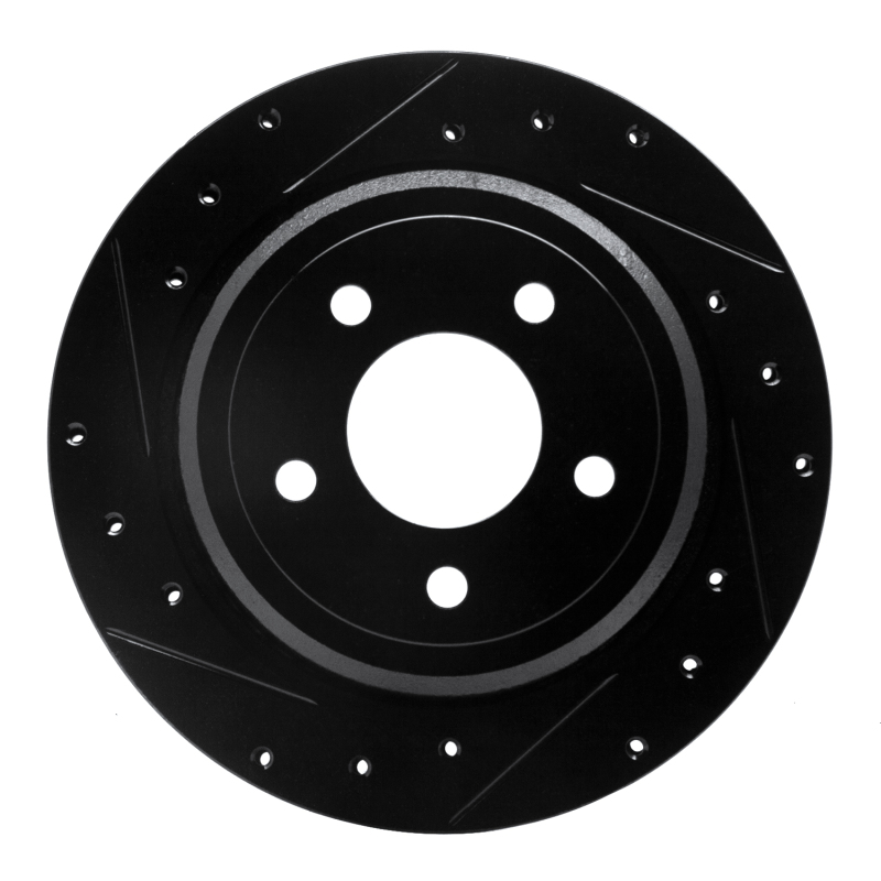 Picture of R1 03-11 Ford Crown Victoria Rear Left Drilled & Slotted Black Brake Rotor