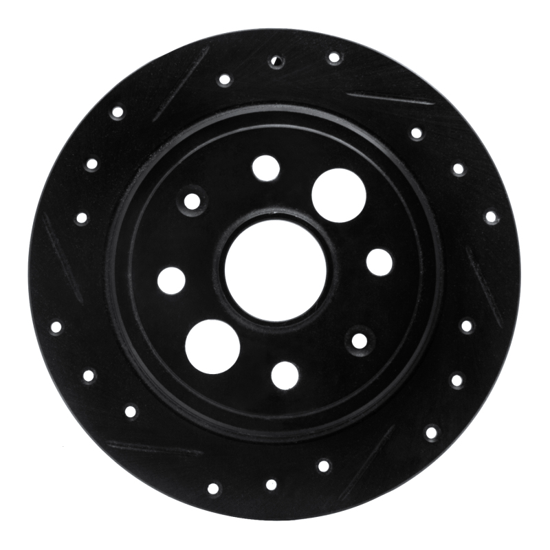 Picture of R1 86-89 Acura Integra Rear Left Drilled & Slotted Black Brake Rotor