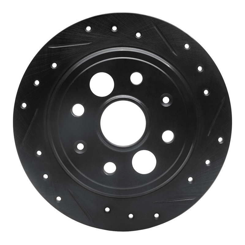 Picture of R1 86-89 Acura Integra Rear Right Drilled & Slotted Black Brake Rotor