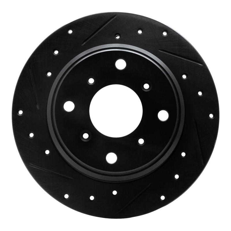 Picture of R1 87-90 Acura Legend Rear Left Drilled & Slotted Black Brake Rotor