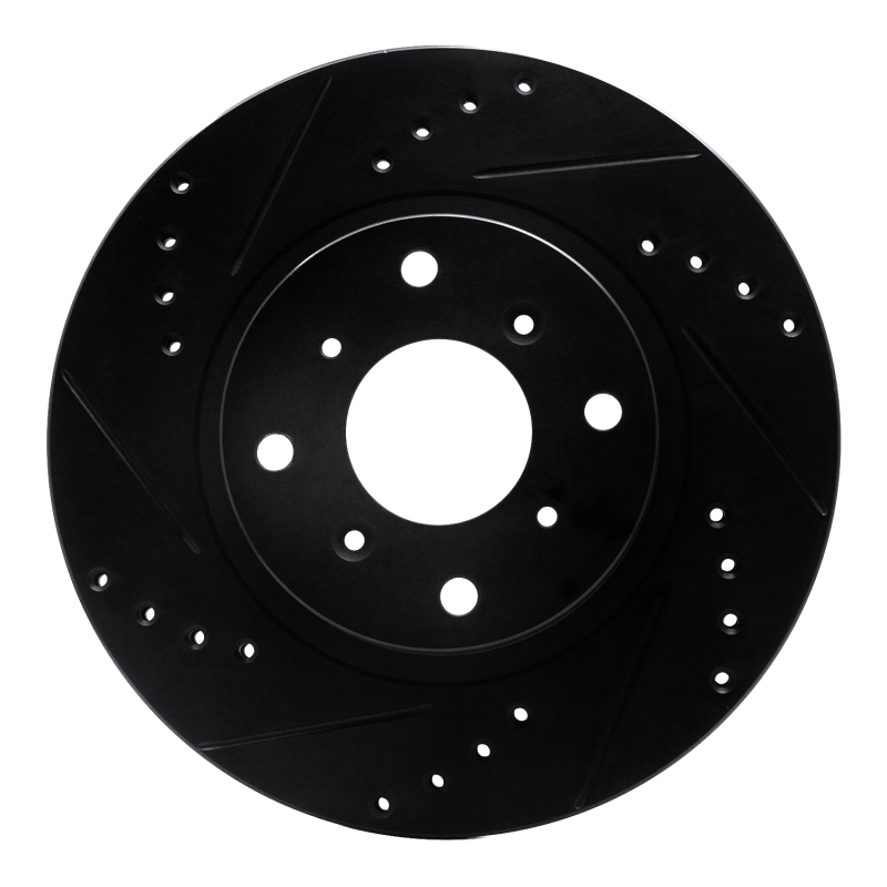 Picture of R1 87-90 Acura Legend Front Left Drilled & Slotted Black Brake Rotor