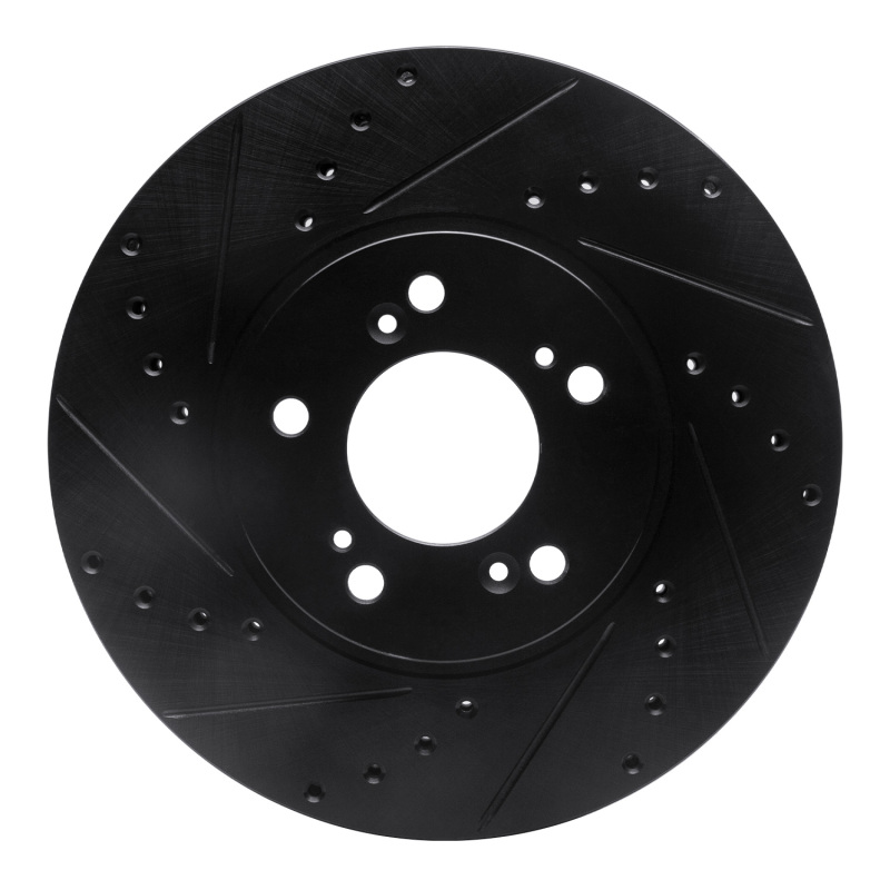 Picture of R1 99-04 Acura RL Front Left Drilled & Slotted Black Brake Rotor