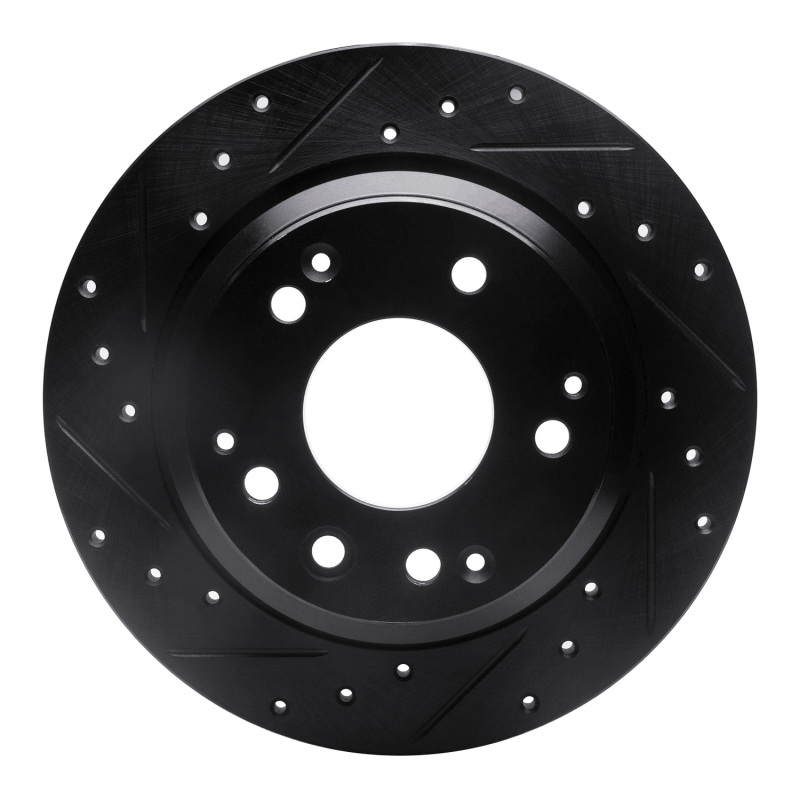 Picture of R1 99-01 Acura RL Rear Left Drilled & Slotted Black Brake Rotor