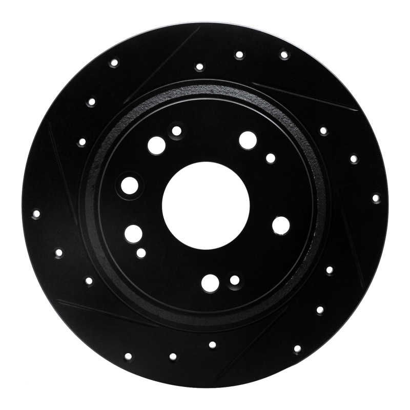 Picture of R1 02-04 Acura RL Rear Left Drilled & Slotted Black Brake Rotor