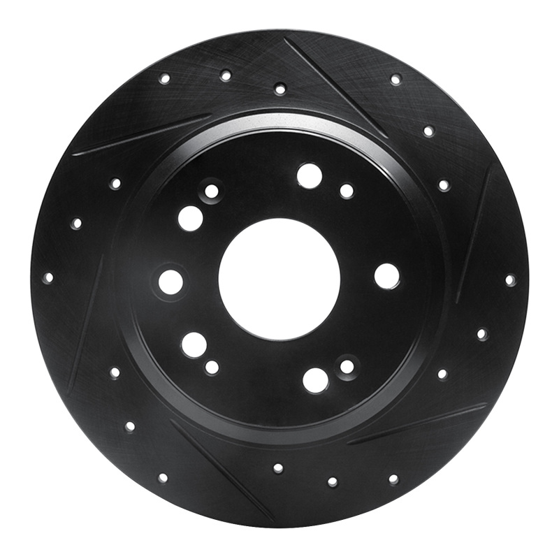 Picture of R1 02-04 Acura RL Rear Right Drilled & Slotted Black Brake Rotor