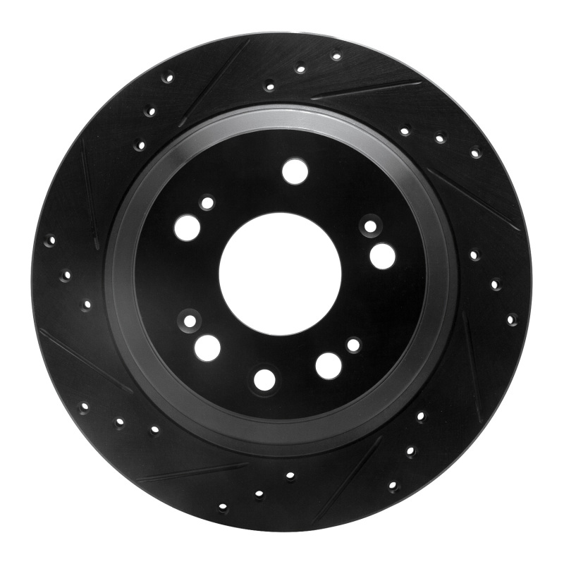 Picture of R1 05-12 Acura RL Rear Left Drilled & Slotted Black Brake Rotor