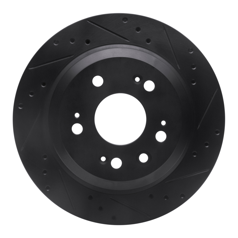 Picture of R1 05-12 Acura RL Rear Right Drilled & Slotted Black Brake Rotor
