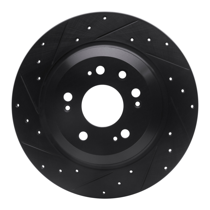 Picture of R1 09-14 Acura TL Rear Left Drilled & Slotted Black Brake Rotor