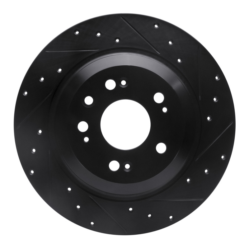 Picture of R1 09-14 Acura TL Rear Right Drilled & Slotted Black Brake Rotor