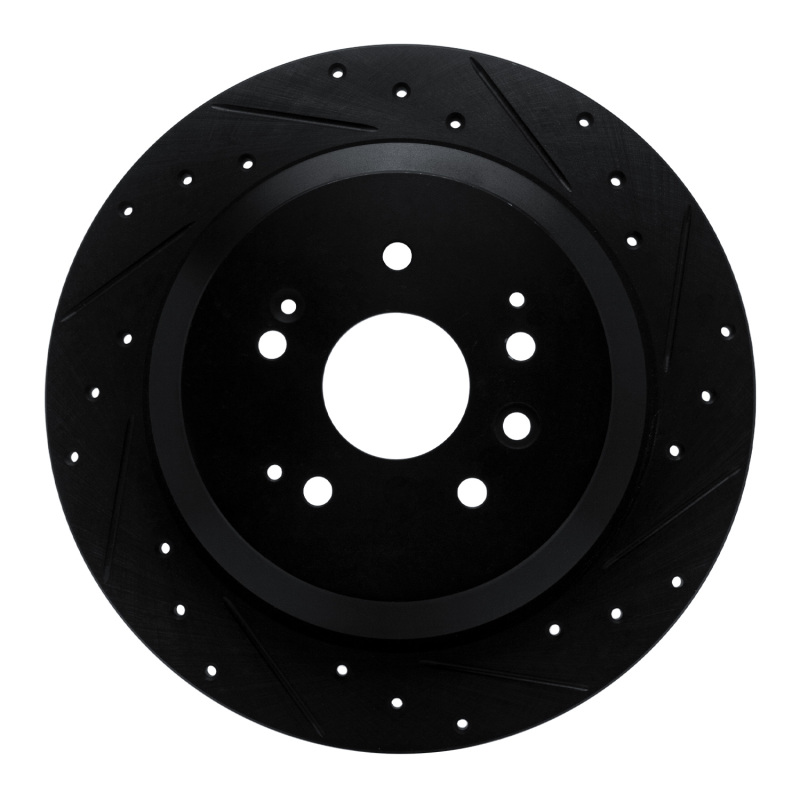 Picture of R1 14-16 Acura MDX Rear Right Drilled & Slotted Black Brake Rotor